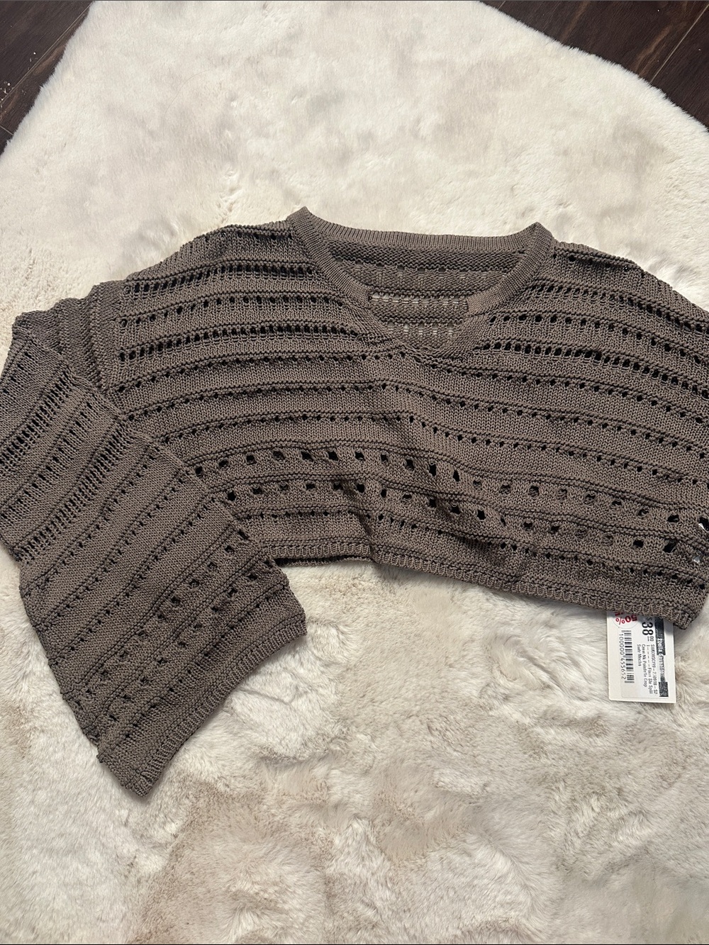 Women's Cropped Knit Sweater Top in Taupe